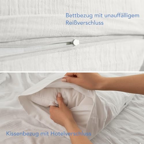 Dreamzie Kinderbettwäsche 100x135 cm + Kissenbezug 40x60 - Musselin Bettwäsche aus 100% Baumwolle, Oeko-TEX Zertifiziert, atmungsaktiv & hautfreundlich - Weiß