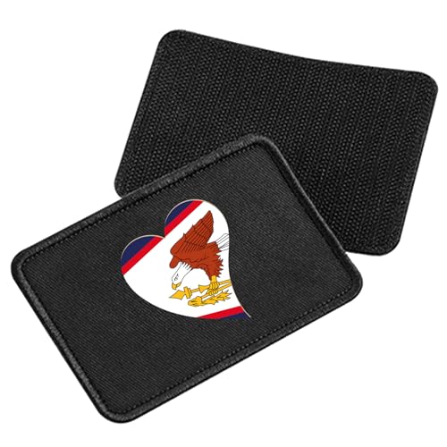 Huuraa Patch Amerikanisch-Samoa Flagge Herz Black 10 x 6,5cm Baumwolle Klettpatch für Mütze Geschenkidee