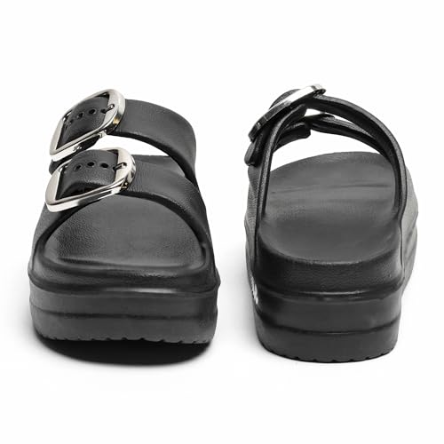 Image of Women Summer Flip Flop Slippers Casual Pillow EVA Anti-Slip Sole Slide Slipper Double Strap Sandals for Women's & Girls Rubber Flats