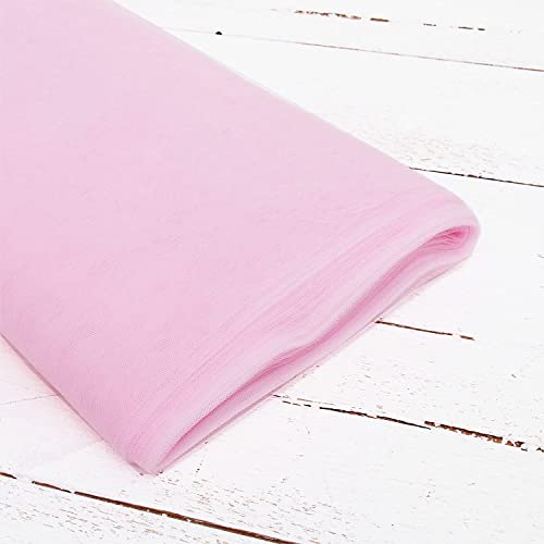 Image of Multi Purpose Solid Nylon Soft Net Combination Fabric - for Wedding, Parties, Costumes, and Decoration (16.4 x 4 Feet, Light Pink)
