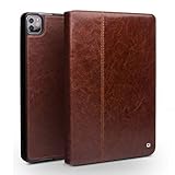 Schutzhülle aus echtem Leder für Apple iPad Pro 12,9 Zoll (32,8 cm), weich, automatische Sleep/Wake-Funktion, stoßfest, verstellbarer Tablet-Ständer, Schwarz (Braun)