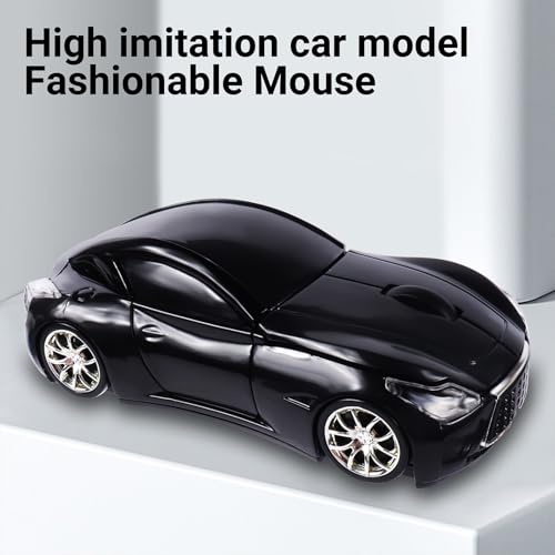 Image of elec Space Wireless Mini Mouse with Case - Cute Sports Car Shape, Lightweight & Portable, 10m Range, Plug and Play (Black)