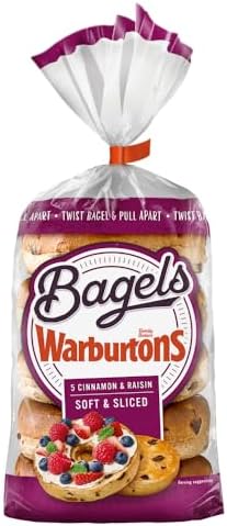 Warburtons Soft & Sliced Cinnamon & Raisin Bagels, 5count (Pack of 1)