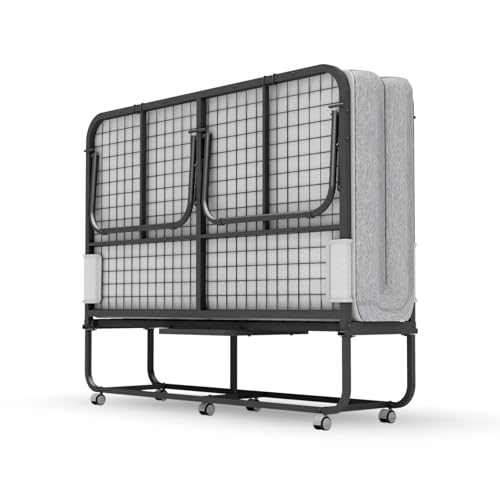 Espsilto Full Size Folding Bed with Mattress - Extra Large Size 75''x54'' Foldable Rollaway Bed for Guest, Space Saving Fold Up for Easy Storage