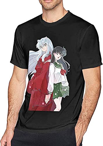 Inuyasha - Camiseta de manga corta para hombre, cuello redondo, algodón, talla, Negro , XL