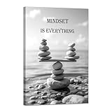 YIOZHAOFH Mindset Wall Art for Zen Office Inspirational Pictures Wall Decor Motivational Quotes Canvas Art Black and White Landscape Nature Print Poster Painting Framed for Meditation Spa Room Bedroom (12L x 16W)