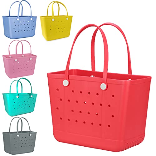Image of Beach Bag X Large Rubber Tote Bag, Waterproof Washable Open for Women Croc Bag Hand Bag for Beach Pool Yoga