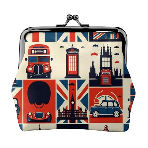 Pu Leather Buckle Coin Purse London-British-Symbols Girls Kiss-Lock Change Purse Wallets