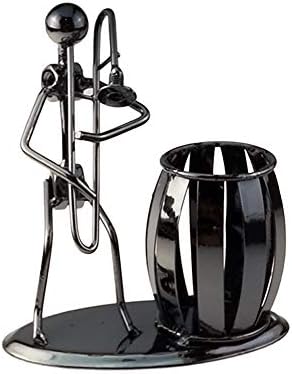 JMAF Desk Organizer Decorative Pen Pencil Holder Office Caddy Storage Accessory Metal（Trombone）