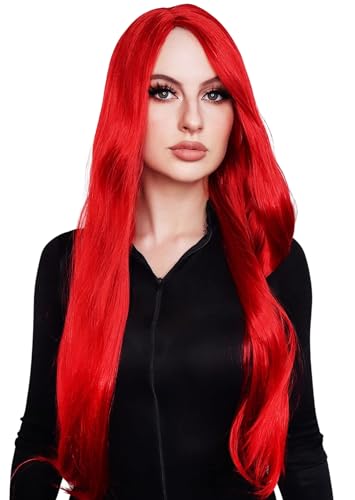 Image of ALLAURA Compatible with Dark Phoenix Wig for X-men Cosplay |Realistic Long Red Hair Fits All for Women Men - Jean Grey Anime Marvel & Fantasy Wigs