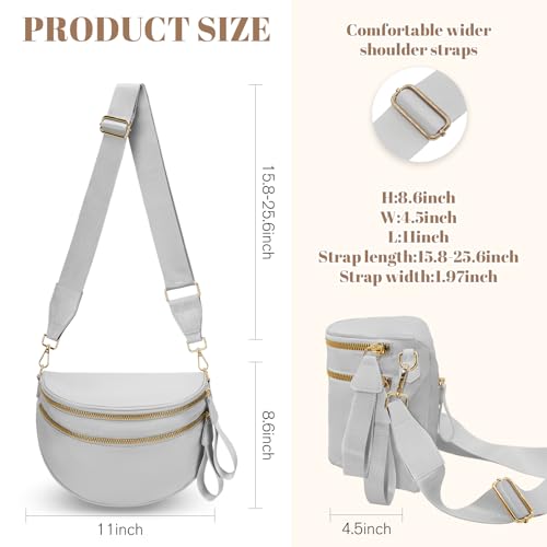 Image of WOOMADA Checkered Crossbody Bag Bum Bag for Women, Fanny Pack Checkered Purse, Belt Bag with Shoulder Strap(Grey)