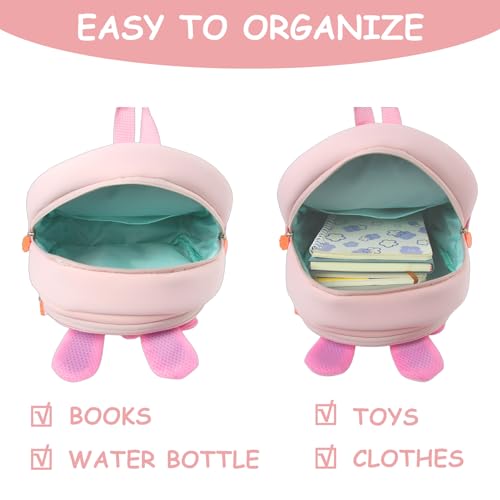 Toddler Backpack Cute Bunny Backpack with Leash and Chest Buckle Mini Kids 3D Cartoon Travel Bag for Girls 3-64