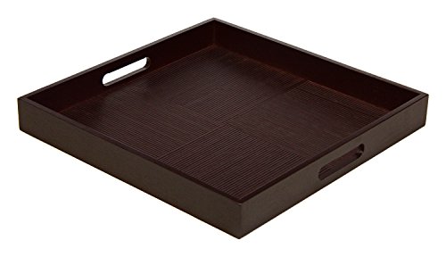 Simply Bamboo BDTS16 Espresso Brown Bamboo Wood Square Serving Tray | Decorative Platters for Ottoman | Kitchen Tabletop | Coffee Tray - 16
