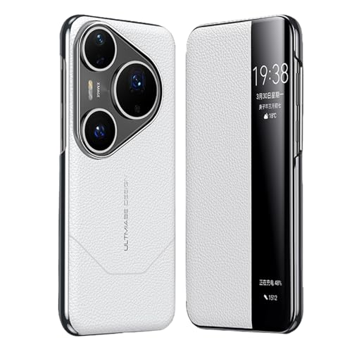 Étui Huawei Pura 80 cuir véritable premium et antichoc argent