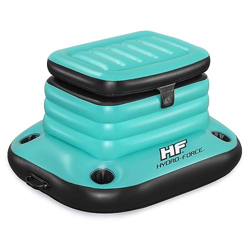 Bestway Hydro-Force 43191E Glacial Sport 9.43 Gallon Vinyl Inflatable Floating Cooler with Integrated Cupholders for Pools, Beaches, and Lakes, Teal