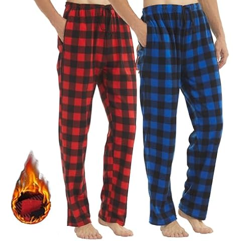 LANBAOSI Lot de 2 Pyjama Homme Hiver à Carreaux Coton Chaud Vêtements Cover