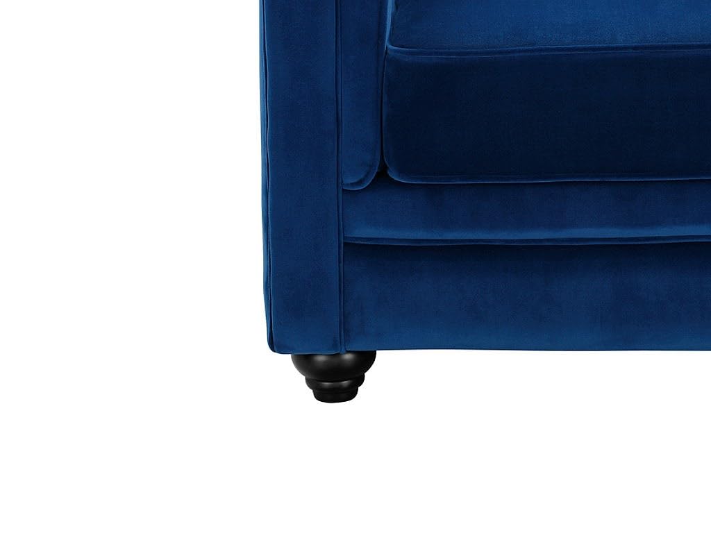 Vente-unique - Sofá Fijo 3 plazas Chesterfield - Terciopelo - Azul eléctrico | Forma mítica Chesterfield, asiento desenfundable