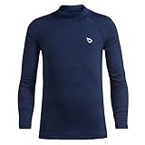 BALEAF Youth Boys' Compression Thermal Shirt Fleece Baselayer Long Sleeve Crew NeckTop Xs（Navy）