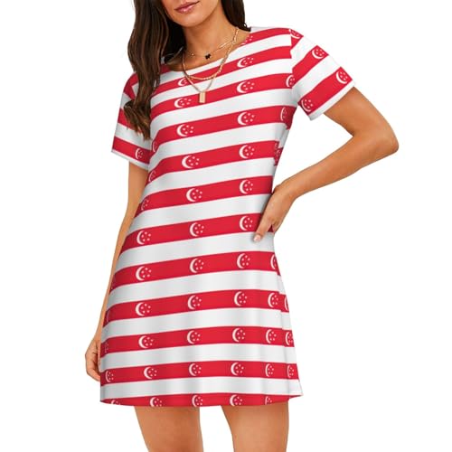Chemise de nuit légère drapeau Singapour : idéale pour l'été