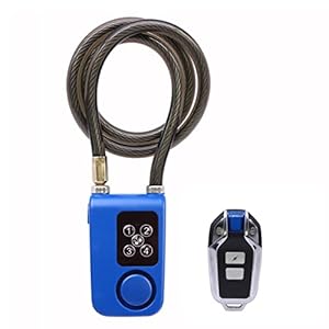 Mengshen Bike Alarm Lock, Wireless Anti-Theft Burglar for Bicycle Motorcycle Door Fence Gate Scooter Baby Stroller with 31 Inch Cable Length IP55 Waterproof Remote Control Included (Blue)