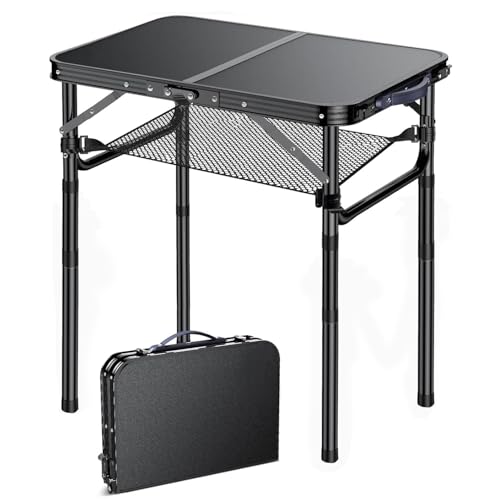 Folding TV Trays Foldable Dinner Tray Table Adjustable Height Food Snack Eating Couch Side Table Sturdy Aluminum Portable Sofa Tray End Table for Outdoor Indoor Camp Pinic Bed Couch Living Room(Black)