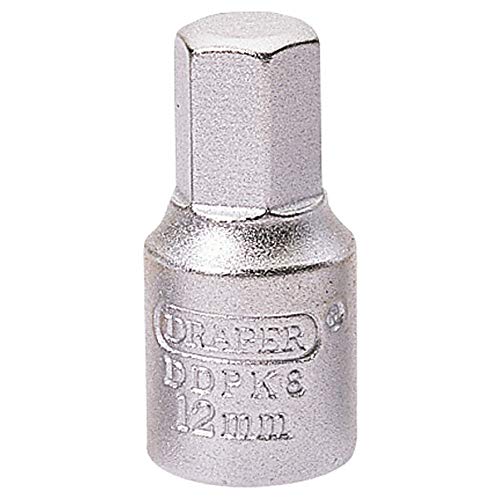 Draper 38326 Llave hexagonal de desagüe, unidad cuadrada de 3/8 pulgadas, 12 mm, azul