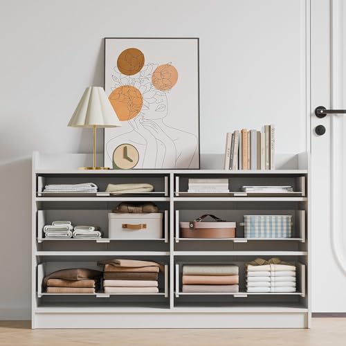 Cozy-Castle-6-Drawer-Dresser-for-Bedroom-Large-Wood-Dressers-Chests-of-Drawers-52-Long-Modern-Sideboard-Buffet-Cabinet-with-Storage-Accent-Cabinets-for-Hallway-Entryway-White Cozy Castle 6 Drawer Dresser for Bedroom Large Wood Dressers Chests of Drawers 52 Long Modern Sideboard Buffet Cabinet with Storage Accent Cabinets for Hallway Entryway White