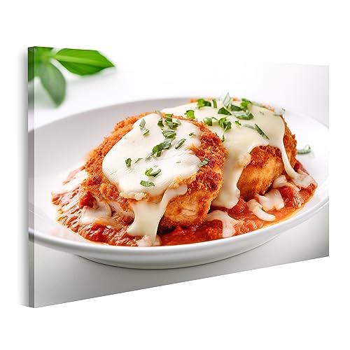 islandburner Bild auf Leinwand Hähnchen Parmesan Paniertes Schnitzel Tomatensauce Käsebrösel Mozzarella Gastron  ...