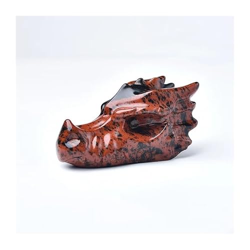AARTERZZA 1pcs 7cm Dragon Head Status Red Obsidian Crystal Handcarved Stone