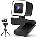 Produktbild 2K Webcam mit Mikrofon, Webcam mit licht, Facecam 100 °Weitwinkelobjektiv mit Abdeckung und Stativ, 360° Drehung Kompatibel mit Windows/Android/IOS/Linux für Lernen, Videokonferenz, Spielen
