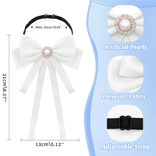 Image of LJBFNN Bow Ties for Women, Adjustable Pre Tied Bow Tie Solid Color Ribbon Bowtie for Girls Ladies Party Daily Cosplay School