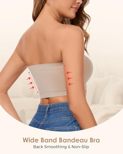 Image of Strapless Bra for Women Front Closure Non-Slip Wireless Bandeau Bra Padded Bandeau Tube Top 2026