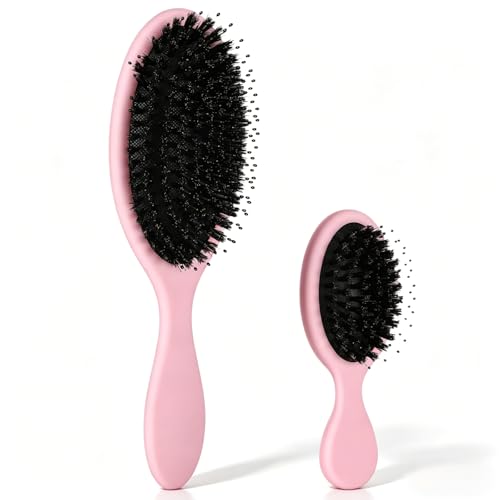 Image of Boar Bristle Hair Brush Soft Pink Boar Bristle, Hair Extension Brush
