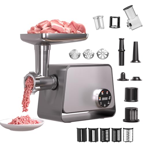 3200W Electric Meat Grinder Sausage Stuffer With Touch Color Screen 4 Speed Settings 3 Slice, Shred Blades,7 Blades,Sausage Stuffer,Kubbe Kitmeat Grinders For Home Use