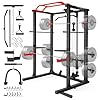 OPPSDECOR Power Cage, 1600lbs Power Rack with LAT-Pull Down System & Adjustable Cable Pulley System, Multi-Functional Squat Rack with More Training Attachments, Workout Cage for Home Gym