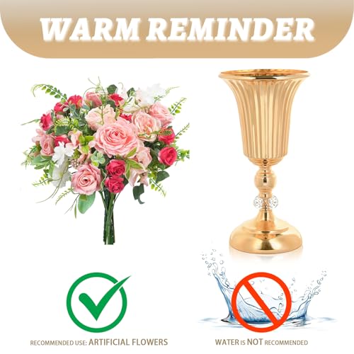 11.6 inches Metal Wedding Flower Trumpet Stripe Vases Table Centerpieces for Artificial Flower Arrangements for Anniversary Celebration/Wedding/Party/Birthday Event Aisle Home Decor - Image 7