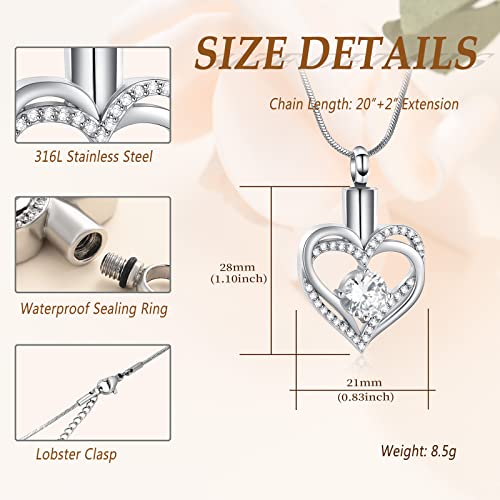 Minicremation Cremation Urn Necklace for Ashes Cremation Jewelry Heart Urn Necklace for Women Girls Birthstone Memorial Jewelry Pendant for Ashes for Human Pet - Image 2
