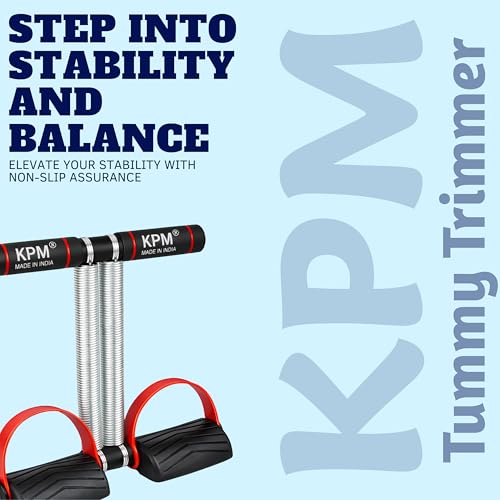 Image of KPM India's No.1 Tummy Trimmer Double Spring Ab Exerciser with Foot Pedals & Anti-Slip Foam Handles, Full Body Home Workout Equipment for Abs, Arms, Legs & Core Fitness (Made in India)