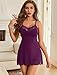 Avidlove Lingerie for Women Sexy Slutty Stripper Outfits Lace Babydoll Lingerie Dress V-Neck Sleeveless Nightgowns(Purple,Large)
