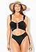Swimsuits For All Shimmery Ruched Bandeau Underwire with Removable Straps Bikini Set - Black, Black