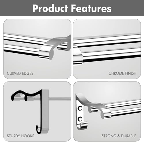 Image of Pivalo Towel Rod Wall Mounted Double Aluminium Rail Napkin Holder Multipurpose Hanger Stand Bathroom Accessories Bar for Home Kitchen Washroom (Pack of 1, Silver, 1028)