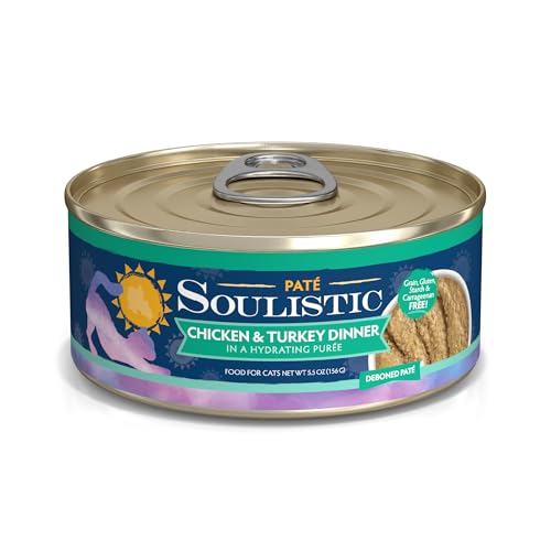 Soulistic Pat Wet Cat Food Chicken and Turkey Dinner in a Hydrating Pure 5.5oz Can Pack of 8