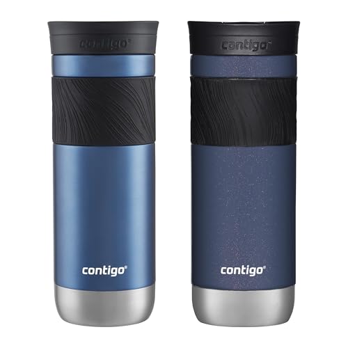 Comparison: Best Insulated Coffee Travel Mug 6 Contigo SNAPSEAL Insulated Stainless Steel Travel Mug with Grip 20oz. Blue Corn Transparent Satin & Midnight Berry