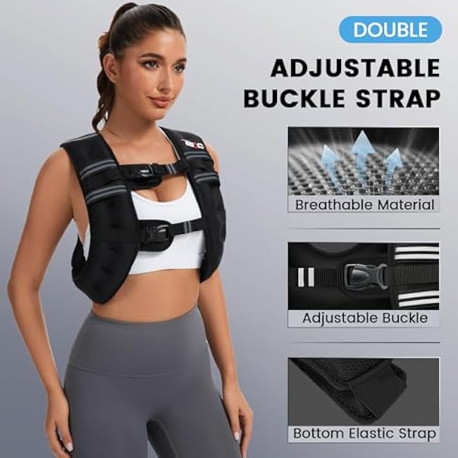 Weighted Vest Woman,6/8/12/16/20/25/30LB Weight Vest for Walking Jogging Workout,Running Vest with Reflective Stripe for Fitness Weight Loss Strength Training