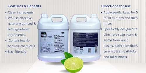 Image of Bathroom & Toilet Cleaner | Citrus Fresh Scent | Eco-Friendly, Plant-Based & Biodegradable Formula | Non-Toxic, Acid-Free Stain Remover for Taps, Tiles, Showers & Toilet Bowls (5 L)