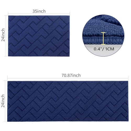 Image of hicorfe Kitchen Runner Rug,24 inchx71 inch+24 inchx35 inch Kitchen Set,Non-Slip Kitchen Mat