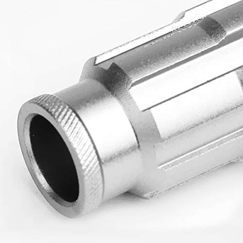 Image of DNA MOTORING LN-ZTL-9025-15-SL 20Pcs M12 x 1.5 Open End Style Wheel Lug Nuts w /Deep Drive Extension Adapter, 24mm OD /50mm H, Silver