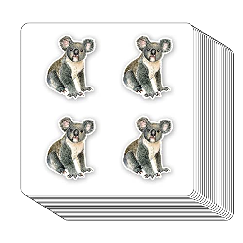 Watercolor Koala Stickers 1in for Scrapbooking, Arts, Craft, Kids DIY, Calendars Journals 80-Pack