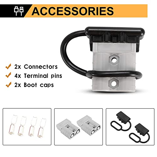 Bunker Indust 6-10 Gauge 50A Battery Quick Connect Wire Harness Plug Kit Battery Cable Quick Connect Disconnect Plug For Winch Auto Car Trailer Driver Electrical Devices,2 Pcs,Grey #TOP4