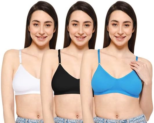 Naidu HallWomen's Polyester Non-Padded | Non-Wired | Moderate Coverage | Regular Bra | 3 Piece